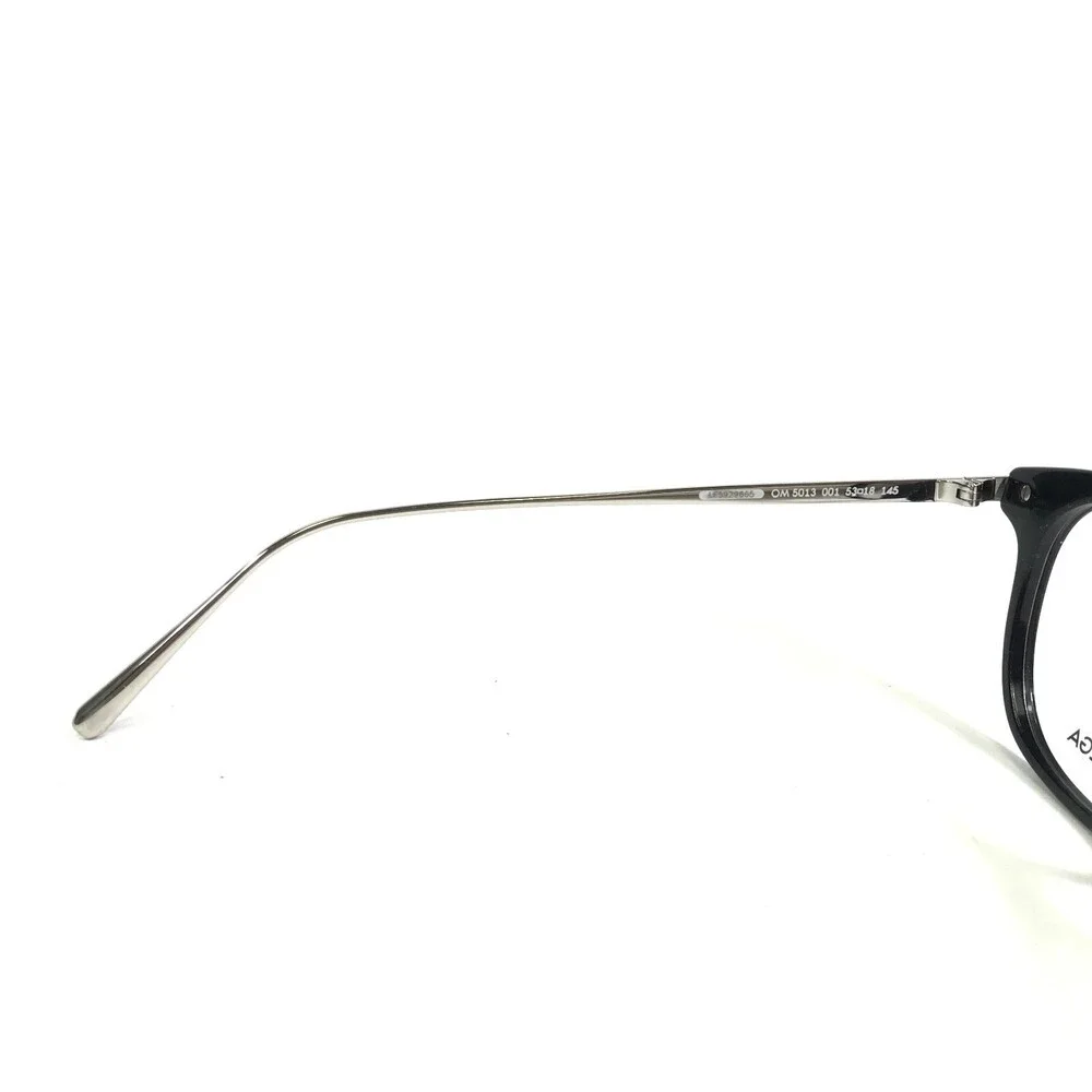 Omega Eyeglasses Frames OM 5013 001 Black Silver Square Horn Rim 53-18-145 - Picture 10 of 12